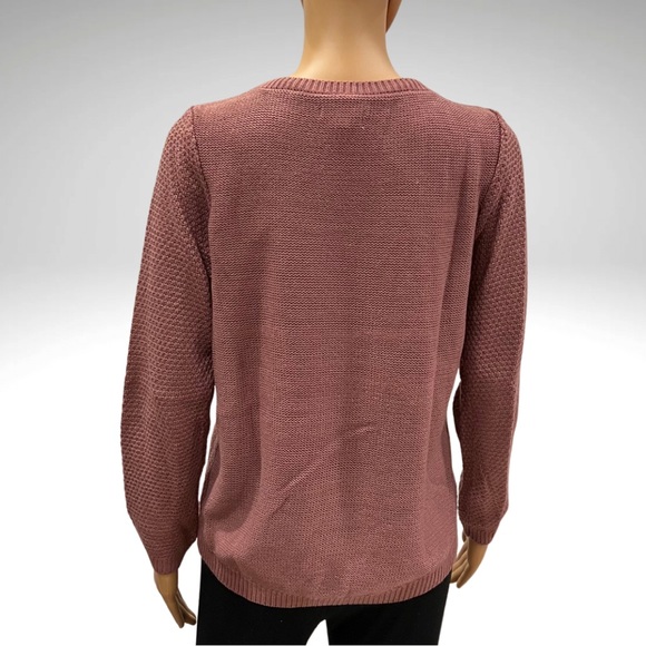 Croft Barrow Mixed Knit Pullover Sweater Crew Neck Dusty Rose Mauve Womens Med - Picture 3 of 9